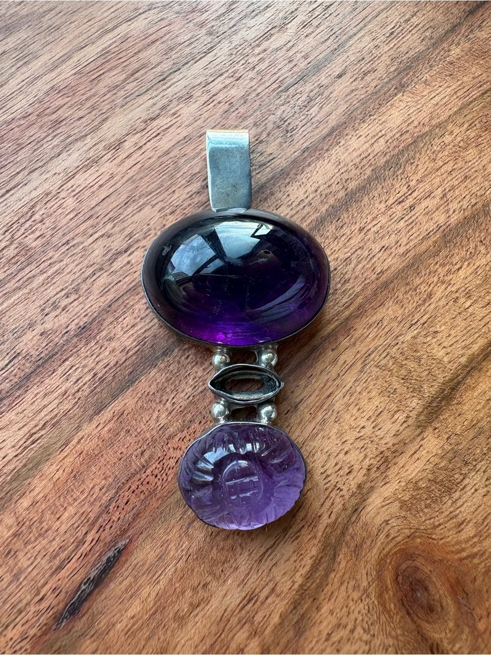 Elligators Chris Bales Sterling Silver Amethyst Drop Pendant
